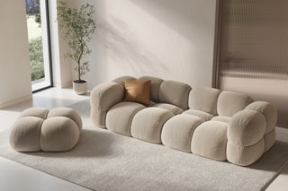 Canapé Lionel - Beige clair - 4 places - Tissu velours