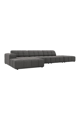 Canapé d'angle gauche Chicago - Gris - 5 places - Tissu velours
