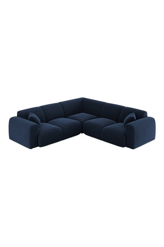 Canapé d'angle réversible Nolio - Bleu roi - 5 places - En tissu velours