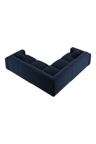 Canapé d'angle réversible Nolio - Bleu roi - 5 places - En tissu velours