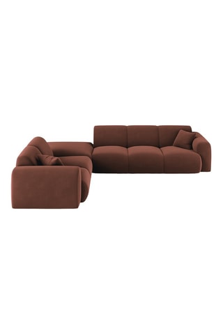 Canapé d'angle gauche Nolio - Marron - 4 places - En tissu velours