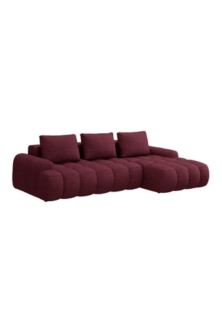 Canapé d’angle droit convertible Linz - Bordeaux - 3 places - En tissu structurel