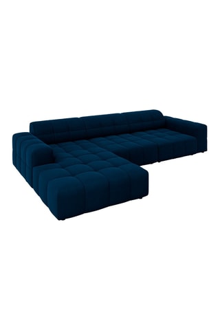 Canapé d'angle gauche Chicago - 
Bleu roi - 4 places - Tissu velours