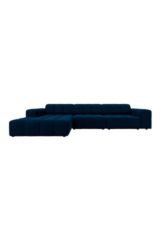 Canapé d'angle gauche Chicago - 
Bleu roi - 4 places - Tissu velours