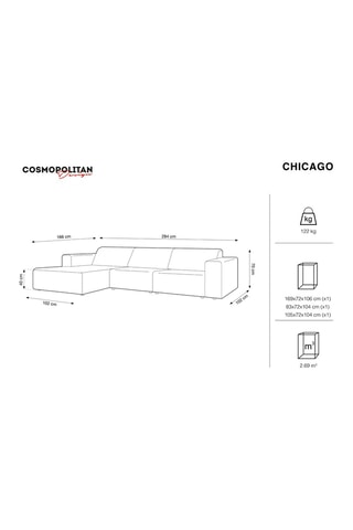 Canapé d'angle gauche Chicago - 
Bleu roi - 4 places - Tissu velours