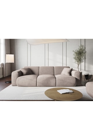 Canapé Nolio - Beige - 3 places - En tissu chenille - Toucher soie