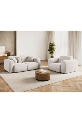 Fauteuil Nolio - Beige - En tissu velours