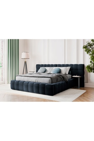 Lit-coffre Bali - Bleu foncé - Toucher velours