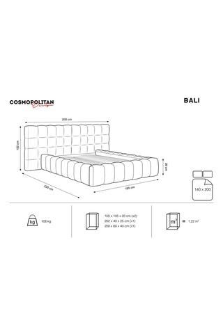 Lit-coffre Bali - Gris clair -  Couchage 140 x 200 cm