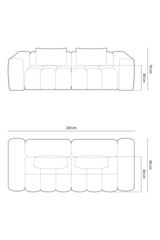 Canapé modulable Verona - Anthracite - 3 places - En tissu structurel