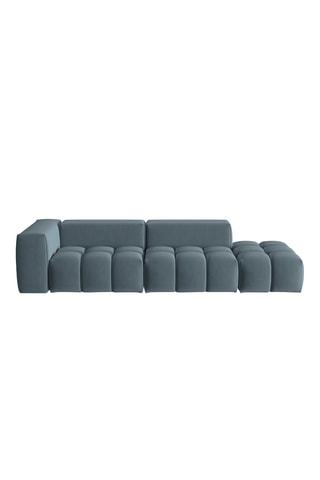 Canapé d’angle droit modulable Verona - Bleu cobalt - 4 places - En tissu velours