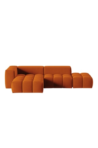 Canapé d’angle gauche modulable Verona - Rouge brique - 4 places - Tissu velours