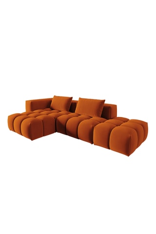 Canapé d’angle gauche modulable Verona - Rouge brique - 4 places - Tissu velours
