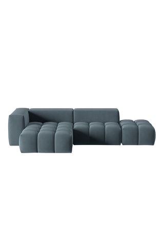 Canapé d’angle gauche modulable Verona - Bleu cobalt - 4 places - Tissu velours