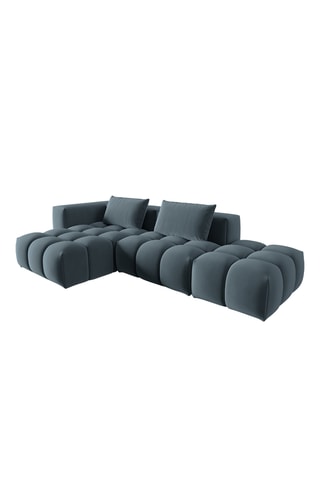 Canapé d’angle gauche modulable Verona - Bleu cobalt - 4 places - Tissu velours