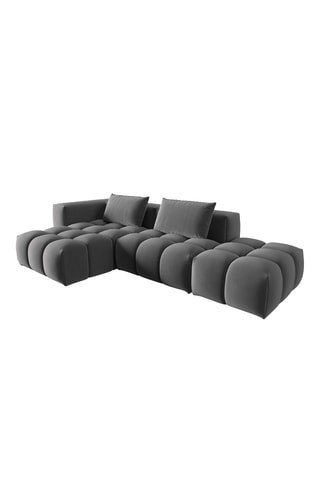 Canapé d’angle gauche modulable Verona - Gris foncé - 4 places - Tissu velours