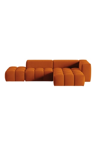 Canapé d'angle modulable Verona - Rouge brique - 4 places - En tissu velours