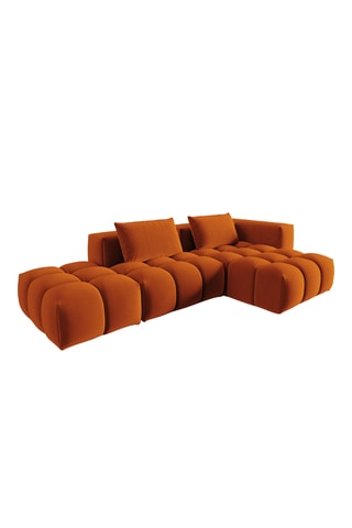 Canapé d'angle modulable Verona - Rouge brique - 4 places - En tissu velours