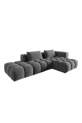 Canapé d'angle modulable Verona - Gris foncé - 4 places - En tissu velours