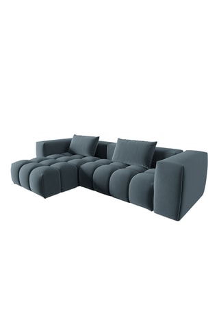 Canapé d'angle modulable Verona - Bleu cobalt - 3 places - En tissu velours