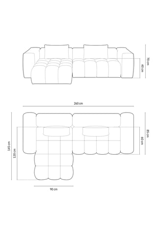 Canapé d'angle modulable Verona - Gris - 3 places - En tissu structurel