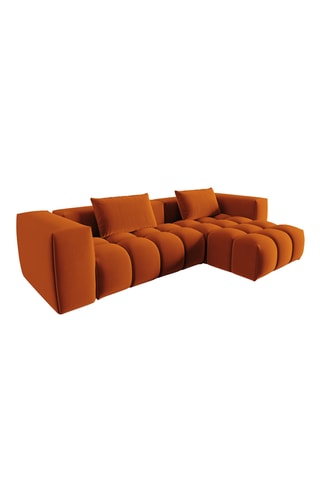 Canapé d'angle modulable Verona - Rouge brique - 3 places - En tissu velours