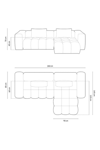 Canapé d'angle modulable Verona - Gris - 3 places - En tissu structurel