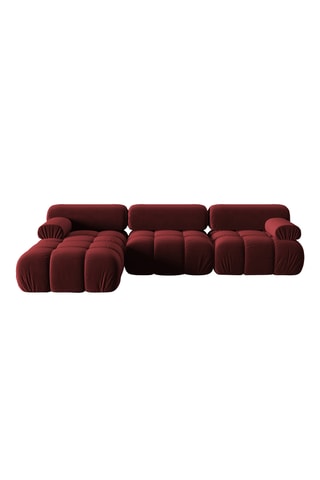 Canapé d’angle gauche modulable Cortina - Rouge - 4 places - En tissu velours