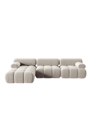 Canapé d’angle gauche modulable Cortina - Beige foncé - 4 places - En tissu velours