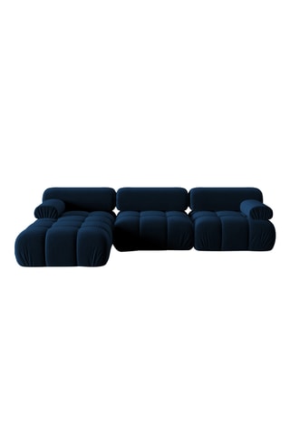 Canapé d’angle gauche modulable Cortina - Bleu roi - 4 places - En tissu velours