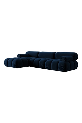 Canapé d’angle gauche modulable Cortina - Bleu roi - 4 places - En tissu velours