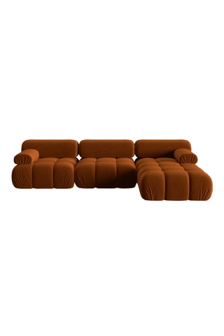 Canapé d’angle droit modulable Cortina - Rouge brique - 4 places - En tissu velours