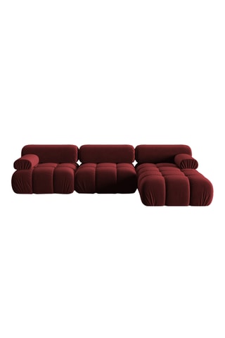 Canapé d’angle droit modulable Cortina - Rouge - 4 places - En tissu velours