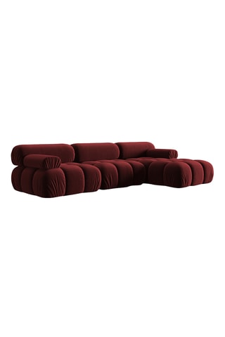 Canapé d’angle droit modulable Cortina - Rouge - 4 places - En tissu velours