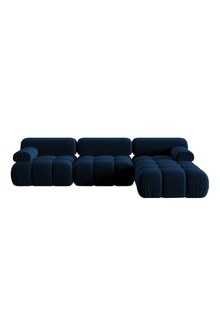 Canapé d’angle droit modulable Cortina - Bleu roi - 4 places - En tissu velours
