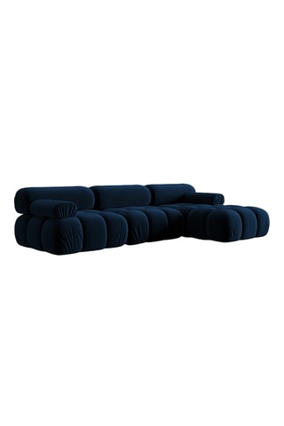 Canapé d’angle droit modulable Cortina - Bleu roi - 4 places - En tissu velours