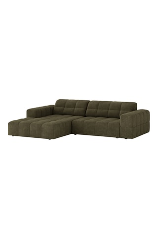 Canapé d'angle gauche Chicago - Vert foncé - 3 places - En tissu chenille