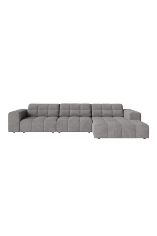 Canapé d’angle droit Chicago - Gris clair - 4 places - En tissu chenille
