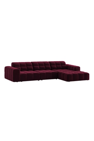 Canapé d’angle droit Chicago - Bordeaux - 4 places - En tissu velours