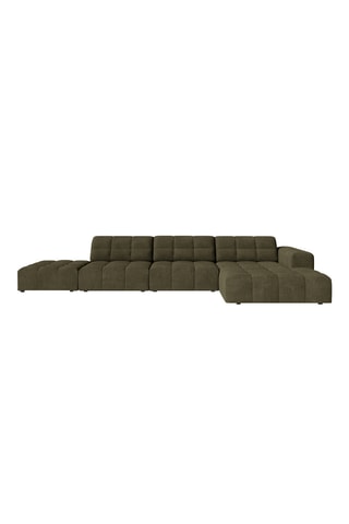 Canapé d’angle droit Chicago - Vert foncé - 5 places - En tissu chenille
