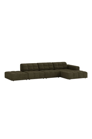 Canapé d’angle droit Chicago - Vert foncé - 5 places - En tissu chenille