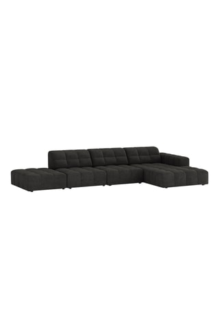 Canapé d’angle droit Chicago - Gris foncé - 5 places - En tissu chenille