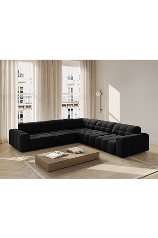 Canapé d’angle symétrique Chicago - Noir - 4 places - En polyester