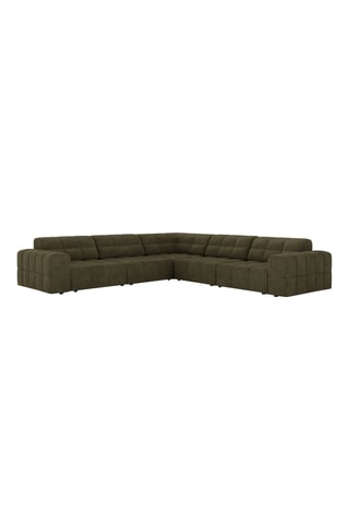 Canapé d’angle symétrique Chicago - Vert - 4 places - En tissu chenille