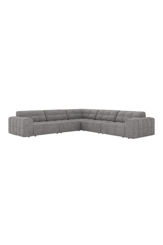 Canapé d’angle symétrique Chicago - Gris clair - 4 places - En tissu chenille