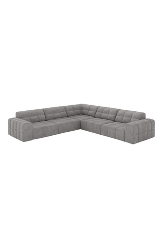 Canapé d’angle symétrique Chicago - Gris clair - 4 places - En tissu chenille
