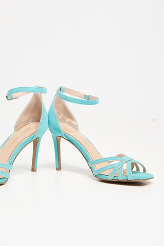 Sandales à talons en nubuck - Turquoise