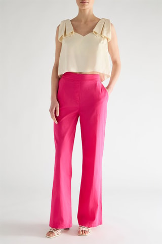 Pantalon carotte taille haute - Fuchsia