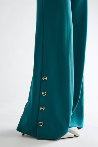 Pantalon wide legs - vert canard
