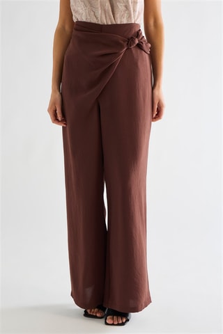 Pantalon taille haute - Marron